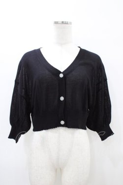 画像1: F&A / レーシーカット釦ドルマンニットカーディガン Free BLACK H-26-04-04-1058-LO-TO-NS-ZH