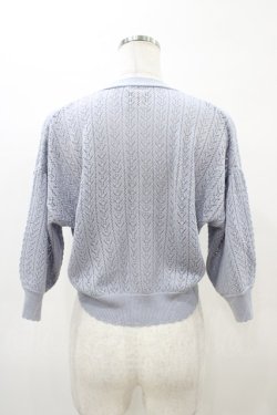 画像2: F&A / 押し花釦透かし編み5分袖カーディガン Free L/BLUE H-26-04-04-1059-LO-TO-NS-ZH