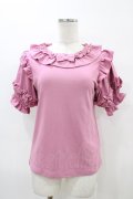 axes femme kawaii / フリルリボン半袖カットプル M ピンク H-26-04-04-1063-AX-TO-NS-ZH