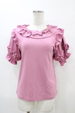 画像1: axes femme kawaii / フリルリボン半袖カットプル M ピンク H-26-04-04-1063-AX-TO-NS-ZH