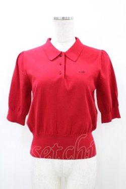 画像1: an another angelus / ANロゴ刺繍ニットポロ Free RED H-26-04-04-1064-CA-TO-NS-ZH