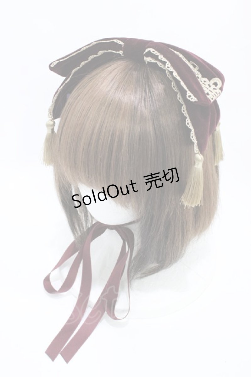画像1: axes femme kawaii / タッセル付リボンヘッドドレス  ボルドー H-26-04-04-1016-AX-AC-NS-ZH (1)