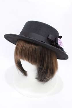 画像1: axes femme / 巻きバラカメオカンカン帽  ブラック H-26-04-04-1019-AX-AC-NS-ZH