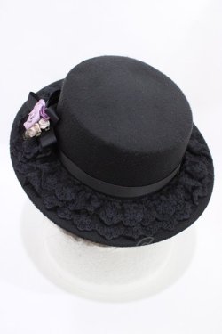 画像2: axes femme / 巻きバラカメオカンカン帽  ブラック H-26-04-04-1019-AX-AC-NS-ZH