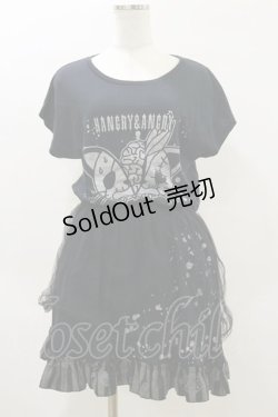 画像1: HANGRY&ANGRY / プリントワンピース  黒 H-26-04-04-069-HN-OP-AK-ZH