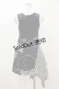 画像2: HANGRY&ANGRY / プリント切替アシメワンピース  黒×白 H-26-04-04-070-HN-OP-AK-ZH