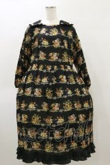 Jane Marple / Jubilee flowersサテンカラードレス  ブラック H-26-04-04-071-JM-OP-KB-ZH