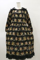 画像1: Jane Marple / Jubilee flowersサテンカラードレス  ブラック H-26-04-04-071-JM-OP-KB-ZH (1)