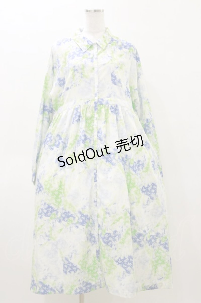画像1: merry jenny / fog flowerシャツワンピース  ブルー H-26-04-04-075-LO-OP-KB-ZH (1)