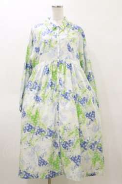 画像1: merry jenny / fog flowerシャツワンピース  ブルー H-26-04-04-075-LO-OP-KB-ZH