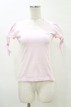 画像1: MILK / リボンスリーブカットソー  ピンク H-26-04-04-016-ML-TO-KB-ZH