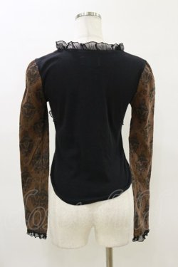 画像2: STEAM / レイヤード風レースアップカットソー  黒×茶 H-26-04-04-020-HN-TO-AK-ZH