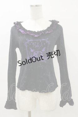 画像1: HANGRY&ANGRY / フリルプリントカットソー  黒×紫 H-26-04-04-023-HN-TO-AK-ZH