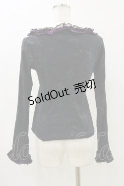 画像2: HANGRY&ANGRY / フリルプリントカットソー  黒×紫 H-26-04-04-023-HN-TO-AK-ZH