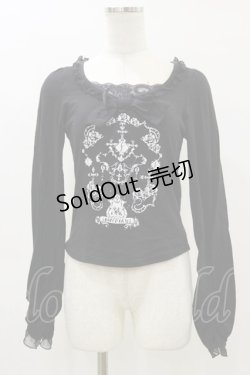 画像1: FRILL / プリントフリルカットソー  黒 H-26-04-04-025-HN-TO-AK-ZH