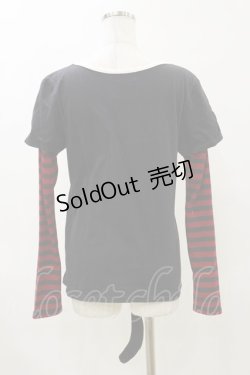 画像2: HANGRY&ANGRY / プリントレイヤード風カットソー  黒×赤 H-26-04-04-026-HN-TO-AK-ZH