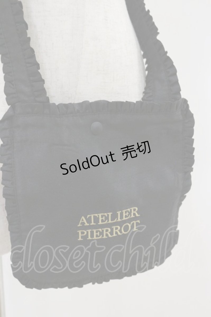 画像2: ATELIER PIERROT / ロゴ刺繍ポシェット  黒 H-26-04-04-003-EL-BG-AK-ZH (2)