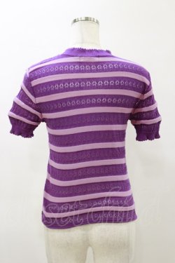 画像2: Jane Marple / シアーボーダーニット  パープル H-26-04-04-029-JM-TO-KB-ZH