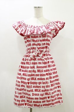 画像1: MILK / Messageサンドレス  ホワイト×レッド H-26-04-05-051-ML-OP-KB-ZH