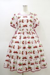 Melody BasKet / Fresh Cherryスクエアネックワンピース M ピンク H-26-04-05-058-LO-OP-KB-ZH