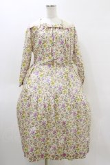 Jane Marple Dans Le Salon / Gouache gardenのタブリエドレス  アイボリー H-26-04-05-059-JM-OP-KB-ZH