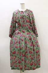 Jane Marple Dans Le Salon / Winter cherries drawstring dress  グリーン H-26-04-05-060-JM-OP-KB-ZH