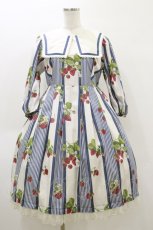 画像1: Melody BasKet / Stripe strawberryワンピース  ネイビー H-26-04-05-062-LO-OP-KB-ZH (1)