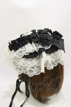 画像2: MARBLE / バラデコレーション貴婦人ボンネット  白×黒 H-26-04-05-002-GO-AC-AK-ZH