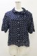 画像1: Jane Marple Dans Le Salon / Polka dotsリボンシャツ  ネイビー H-26-04-05-017-JM-BL-KB-ZH (1)