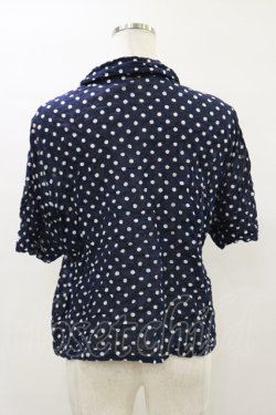 画像2: Jane Marple Dans Le Salon / Polka dotsリボンシャツ  ネイビー H-26-04-05-017-JM-BL-KB-ZH