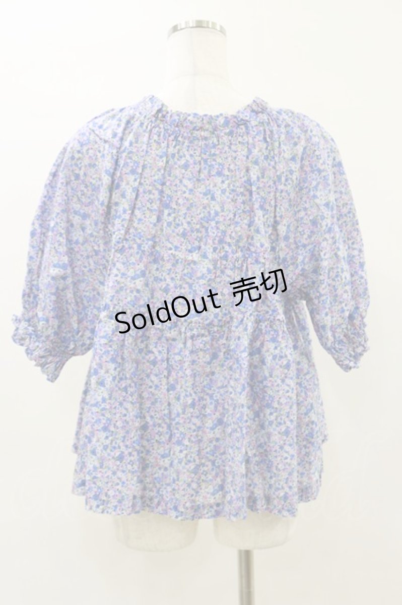 画像2: Jane Marple / Bonjour Millefleursスモックブラウス  ブルー H-26-04-05-018-JM-BL-KB-ZH (2)