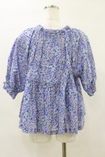 画像2: Jane Marple / Bonjour Millefleursスモックブラウス  ブルー H-26-04-05-018-JM-BL-KB-ZH (2)