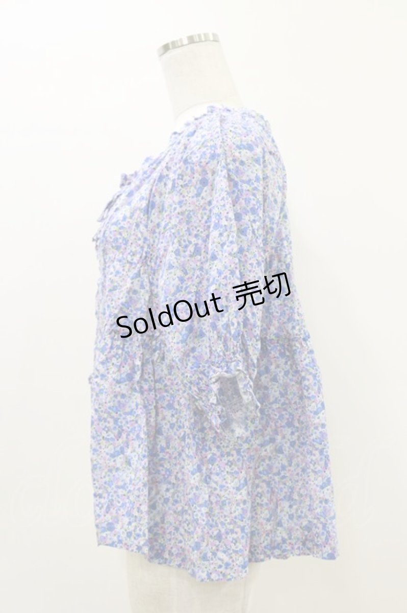 画像3: Jane Marple / Bonjour Millefleursスモックブラウス  ブルー H-26-04-05-018-JM-BL-KB-ZH (3)