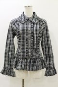 ALGONQUINS / チェックフリルブラウス F 黒×グレー H-26-04-05-020-AL-BL-AK-ZH