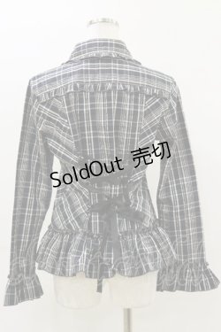 画像2: ALGONQUINS / チェックフリルブラウス F 黒×グレー H-26-04-05-020-AL-BL-AK-ZH