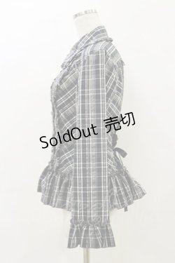 画像3: ALGONQUINS / チェックフリルブラウス F 黒×グレー H-26-04-05-020-AL-BL-AK-ZH