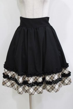 画像1: axes femme POETIQUE / バイカラーフリルミドルスカート M ブラック H-26-04-06-028-AX-SK-NS-ZH