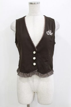 画像1: axes femme POETIQUE / 懐中時計刺繍ベスト M ブラウン H-26-04-06-036-AX-TO-NS-ZH