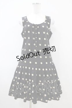 画像1: Franche Lippee / ドットワンピース M ブラック H-26-04-06-1033-LO-OP-NS-ZH