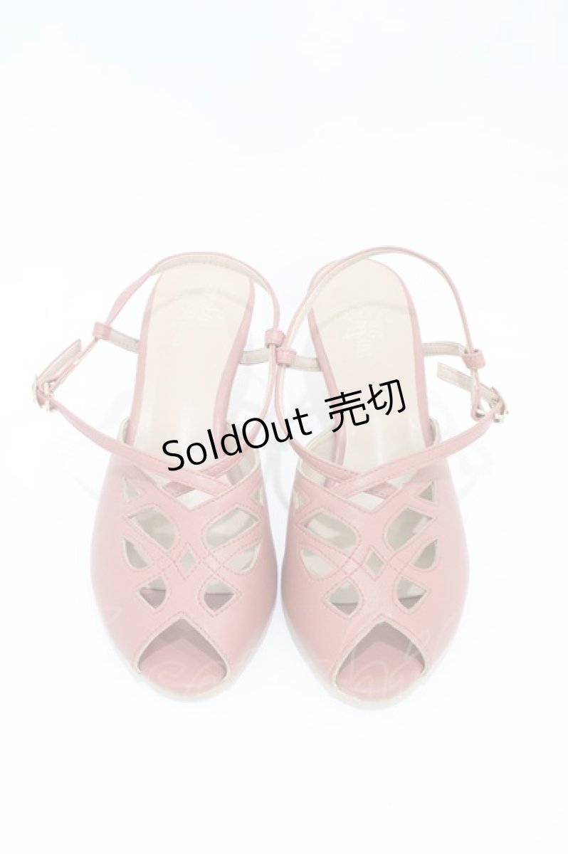 画像1: an another angelus / レースカットワークサンダル L/24.5cm~25cm PINK H-26-04-06-1004-CA-SH-NS-ZH (1)