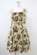 axes femme / 薔薇柄ジャンパースカート M 生成り H-26-04-06-1034-AX-OP-NS-ZH
