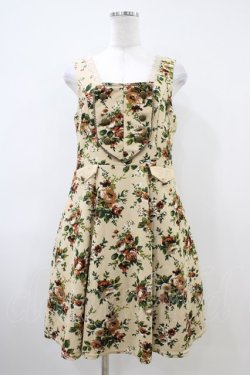 画像1: axes femme / 薔薇柄ジャンパースカート M 生成り H-26-04-06-1034-AX-OP-NS-ZH