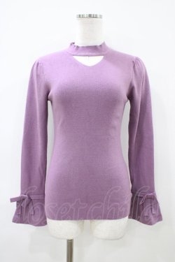 画像1: an another angelus / 袖口リボンチョーカーニットプルオーバー Free MAUVE H-26-04-06-1058-CA-TO-NS-ZH