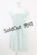 Franche Lippee / ぼんやり柄ワンピース M ミント H-26-04-06-1010-LO-OP-NS-ZH