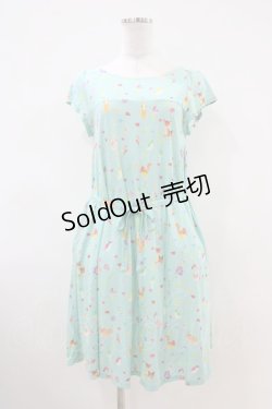 画像1: Franche Lippee / ぼんやり柄ワンピース M ミント H-26-04-06-1010-LO-OP-NS-ZH
