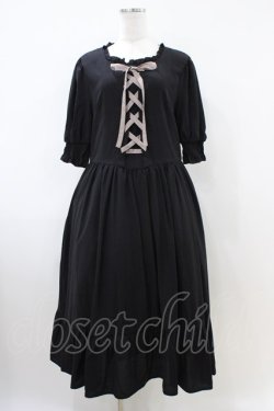 画像1: m petit by misako / AMレースアップワンピース 3L ブラック H-26-04-06-1016-LO-OP-NS-ZH