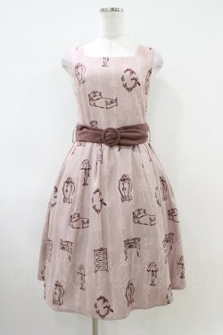 画像1: Fi.n.t / ベルト付きクローゼット柄ワンピース Free PINK H-26-04-06-1024-CA-OP-NS-ZH