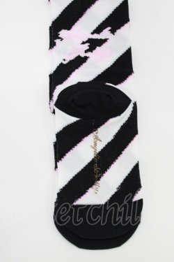 画像2: Angelic Pretty / Sugaryボーダーリボンオーバーニー  ブラック H-26-04-06-050-AP-ZA-NS-ZH