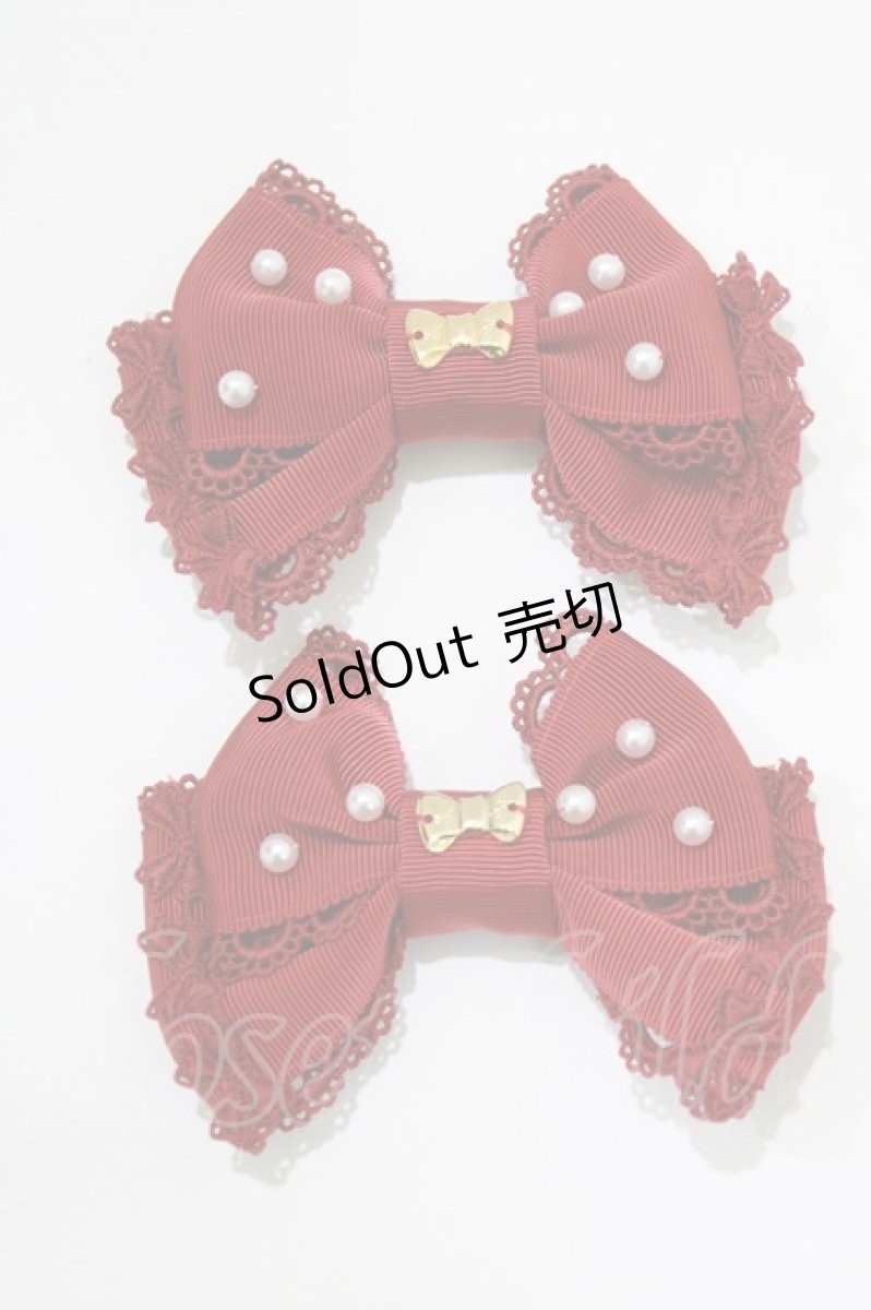 画像2: Angelic Pretty / ドルチェパールリボンクリップSet  ワイン H-26-04-06-061-AP-AC-NS-ZH (2)