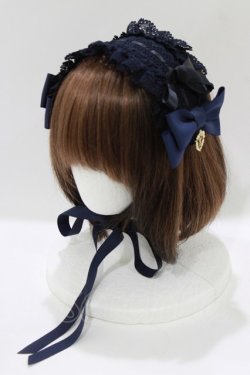 画像1: BABY,THE STARS SHINE BRIGHT / 別珍プリンセスドロップヘッドドレス  ネイビー H-26-04-06-069-BA-AC-NS-ZH